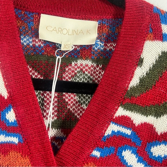 NWT Carolina K 100% Baby Alpaca Wool Sabina Bohemian Cardigan Cowboy Floral XS - Picture 14 of 15